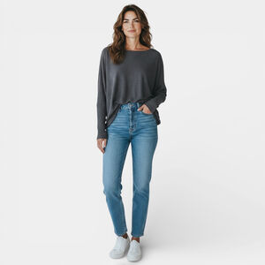 Anthropologie Silence + Noise Gray Ribbed Long Sleeve Knit Sweater Women Size S